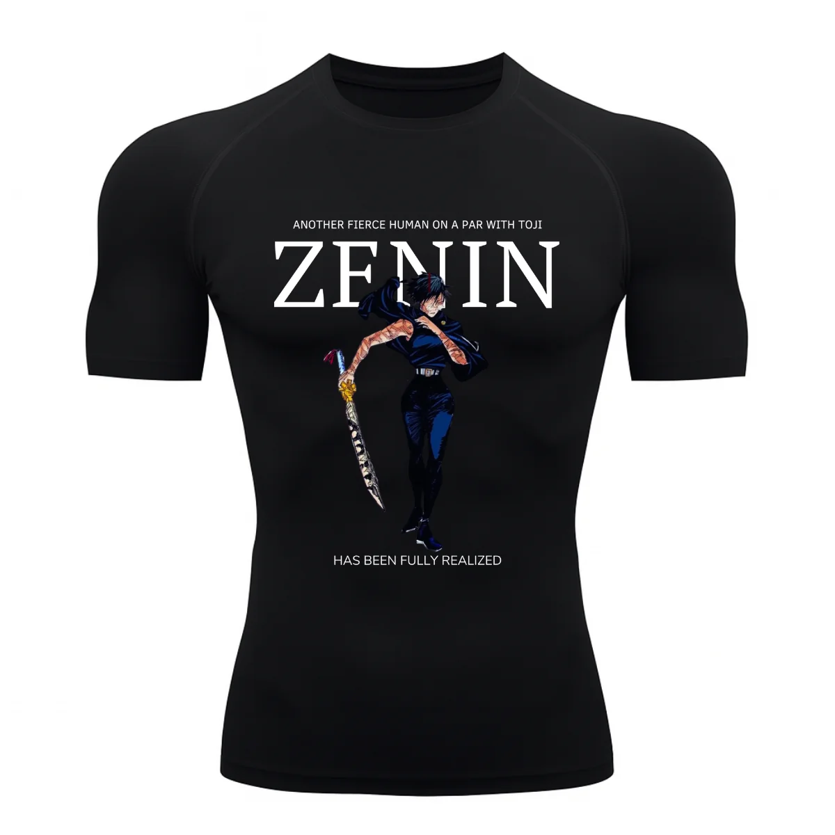 Camiseta Compressão Proteção Uv 50+ Segunda Pele Manga Curta Jujutsu Kaisen Maki Zenin - Image 2