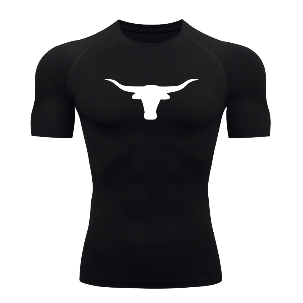 Camiseta Compressão Uv Manga Curta Estampa Da Roça Marca Do Touro Alpha Rash Guard